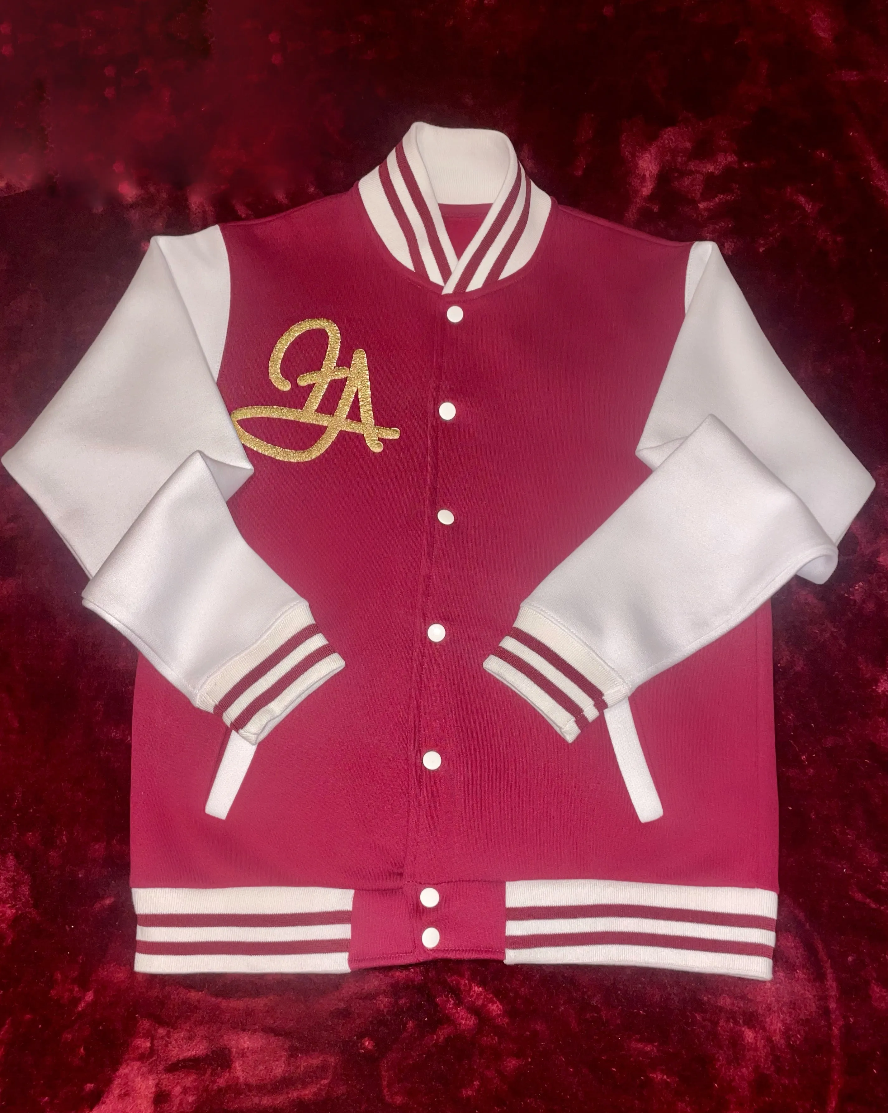 Fallon Aurielle Unisex Signature Gemini Logo & Name Zodiac Jacket (Burgundy, Antique Gold & Cream)