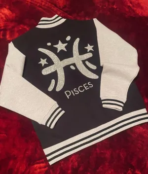 Fallon Aurielle Unisex Signature Pisces Logo & Name Zodiac Jacket (Black, Gray & Silver)