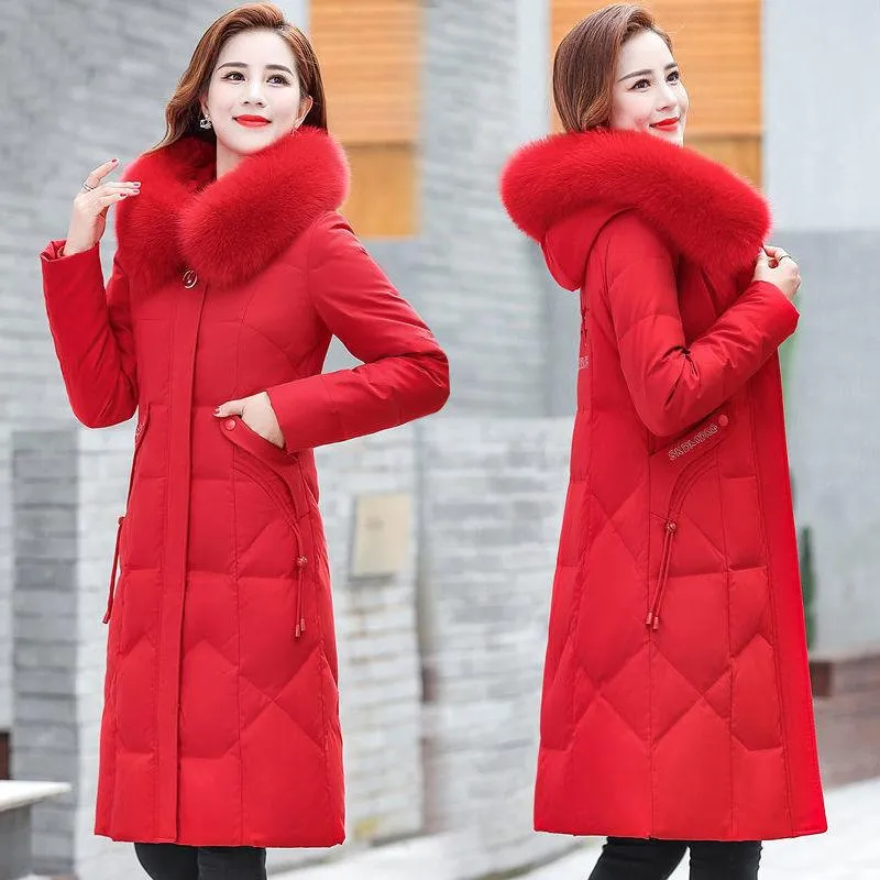 Fashion Down Women's Winter Long Section Over The Knee Thick Down Jacket Korean Style Slim Thin Women's Down Jacket