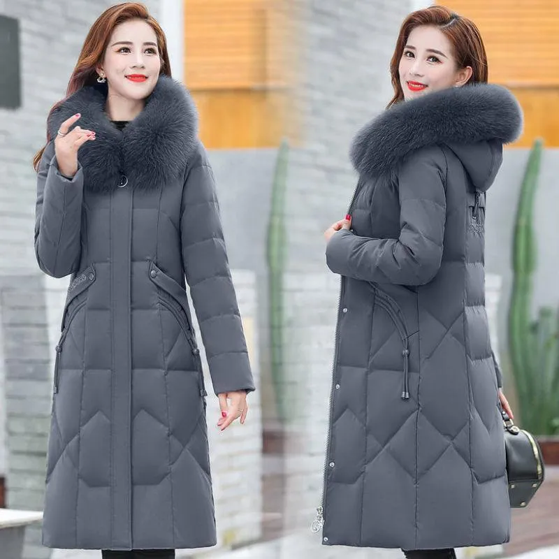 Fashion Down Women's Winter Long Section Over The Knee Thick Down Jacket Korean Style Slim Thin Women's Down Jacket
