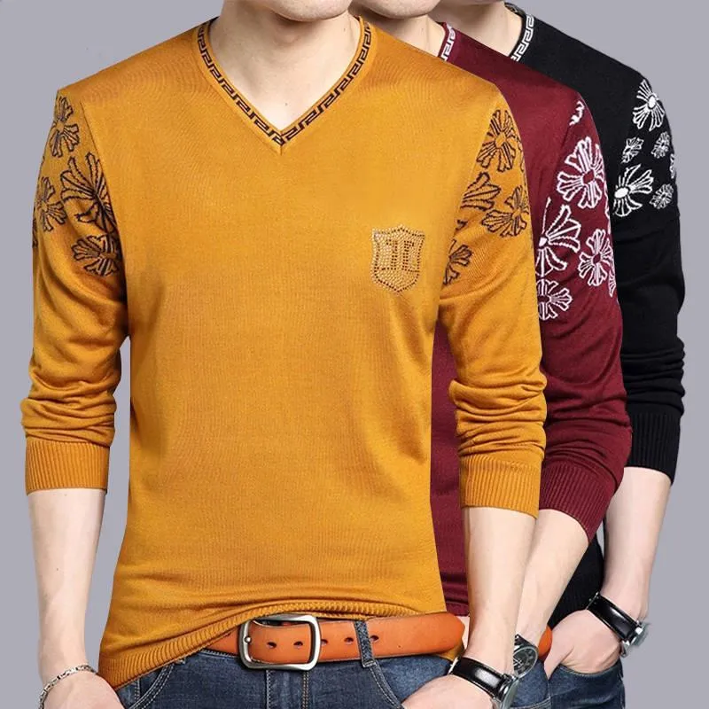 Fashion Mens Sweater Mens Pullover Print Slim Fit Jumpers Knitred Woolen Autumn Casual Men Clothes