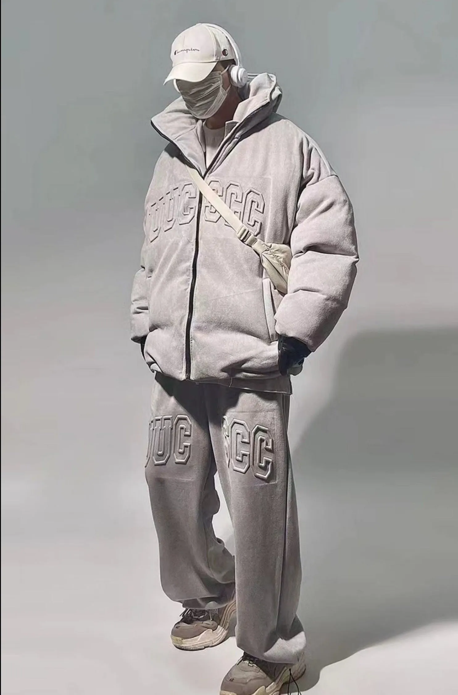 Faux Suede Hooded Puffer Jacket