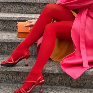 Fire Red Stockings - Sheer or Opaque