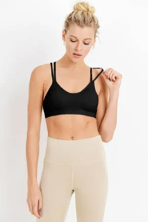 Fishnet Back Seamless Athleisure Bra-Black
