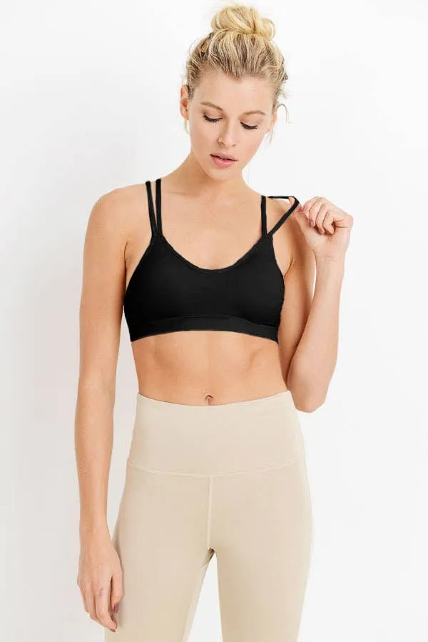 Fishnet Back Seamless Athleisure Bra-Black