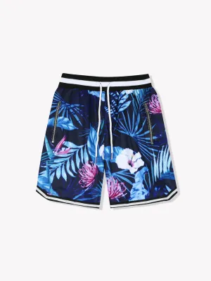 Floral Basketball Shorts-Black