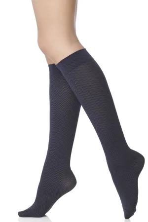 FOGAL 387 FUN Chevron Knee Highs 614 Marine