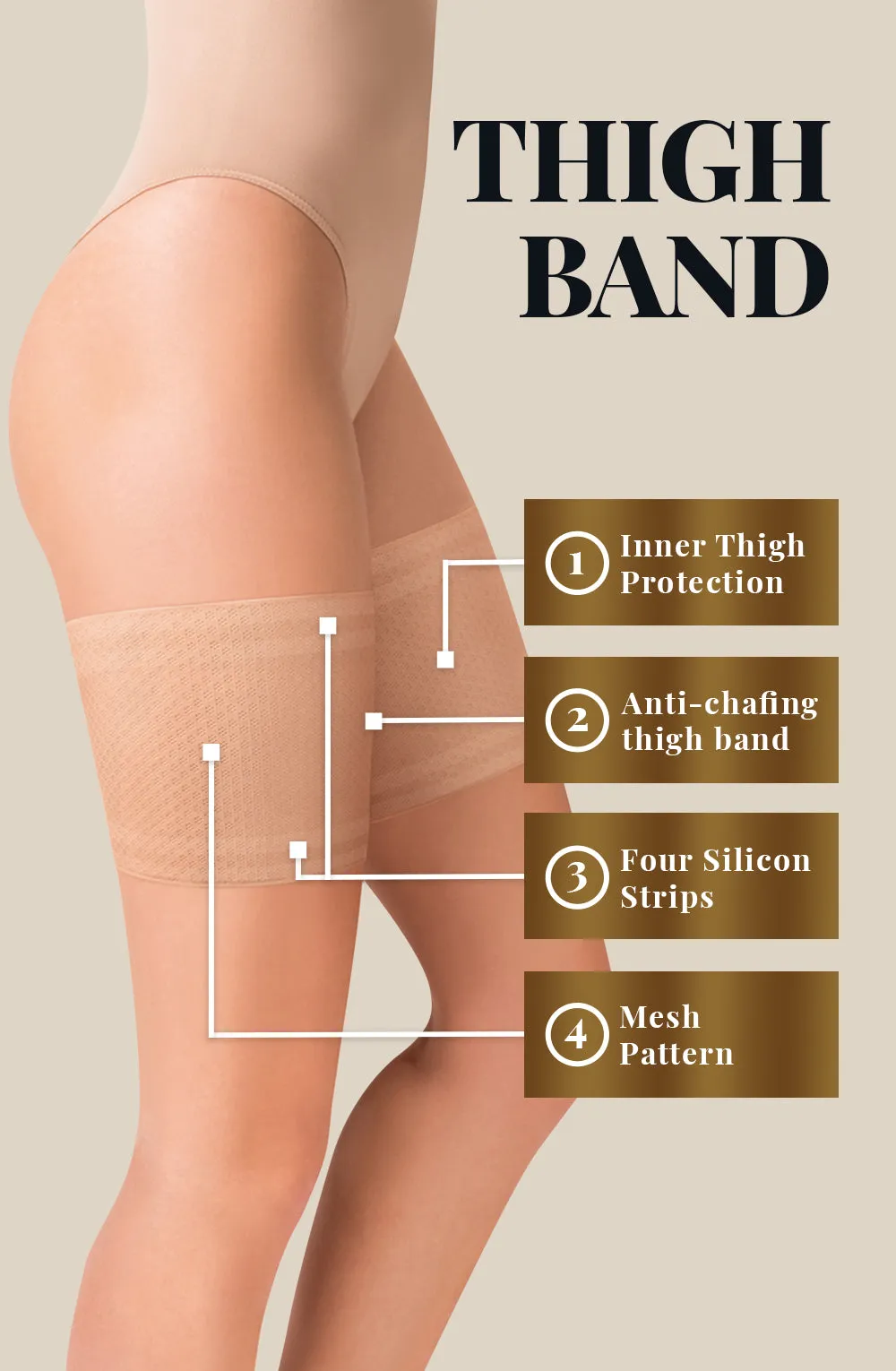 Gabriella Mesh Thigh Band Beige