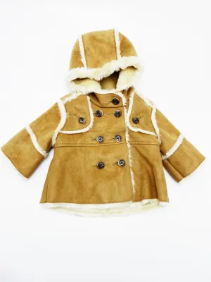 Gap faux leather & plush lined coat 0-6m