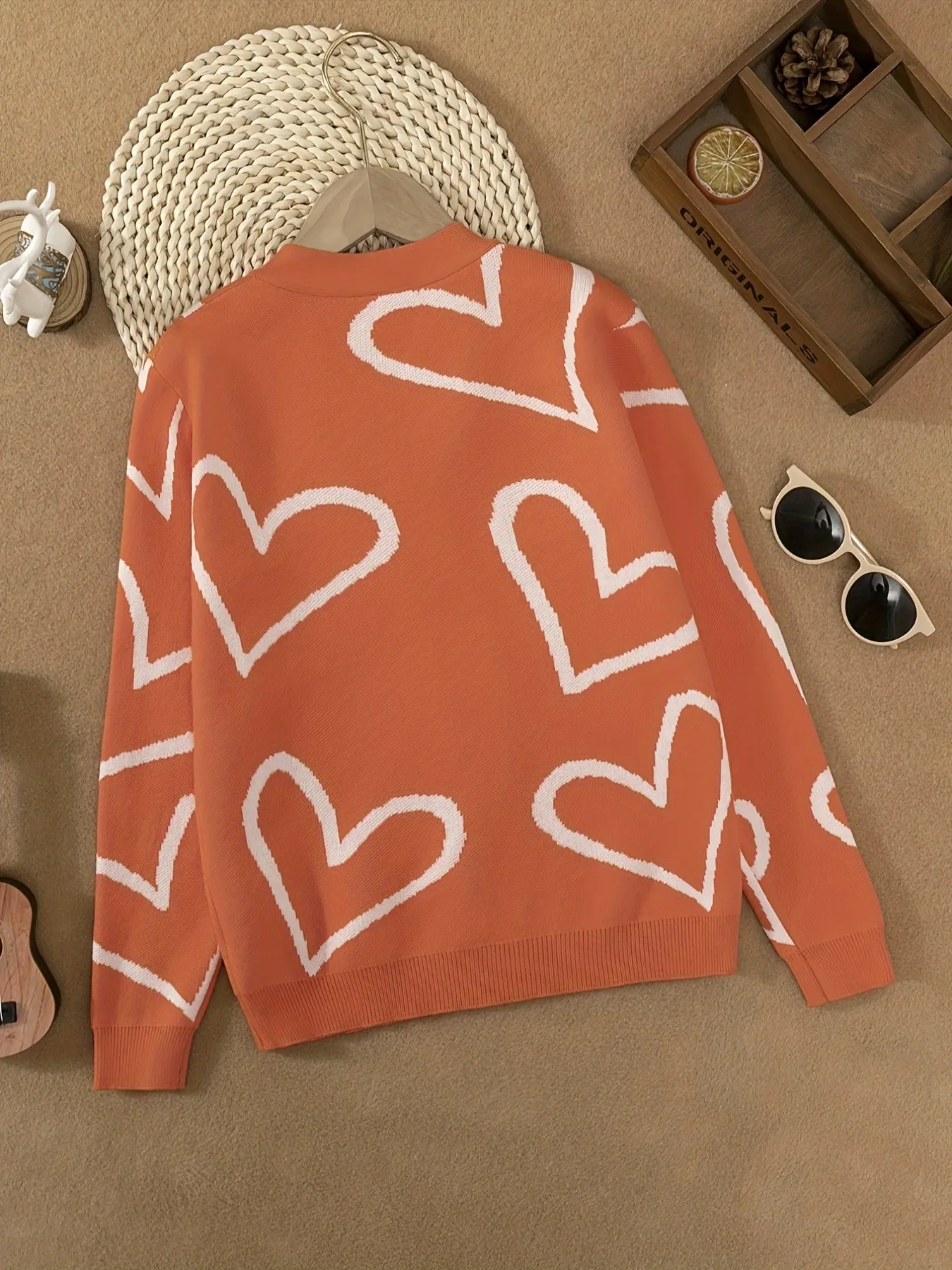 Girls Stretchy Heart Graphic Button Front Long Sleeve Cardigan For Spring Fall Christmas Gift