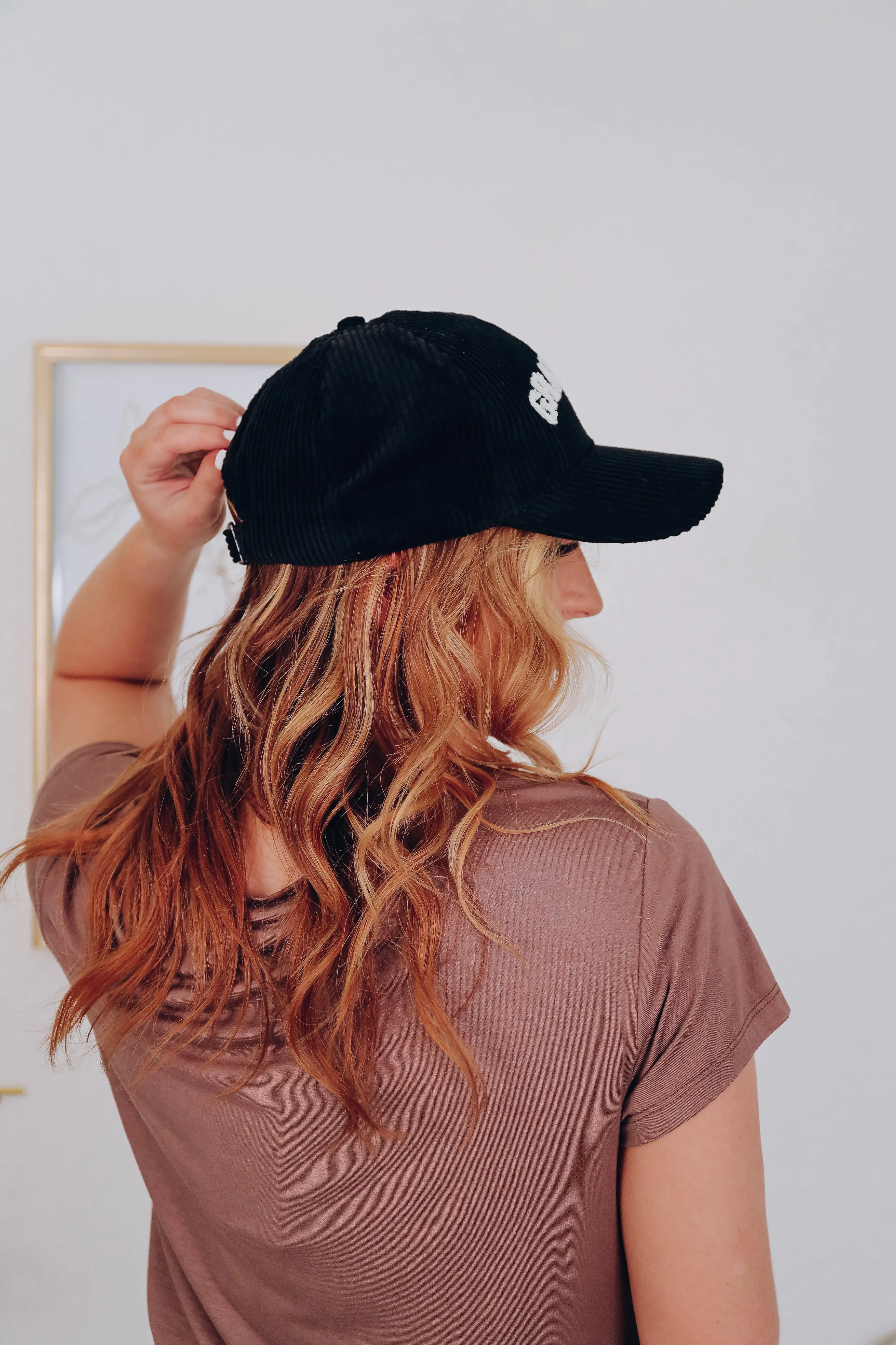 Grateful Patch Corduroy Baseball Cap - Black