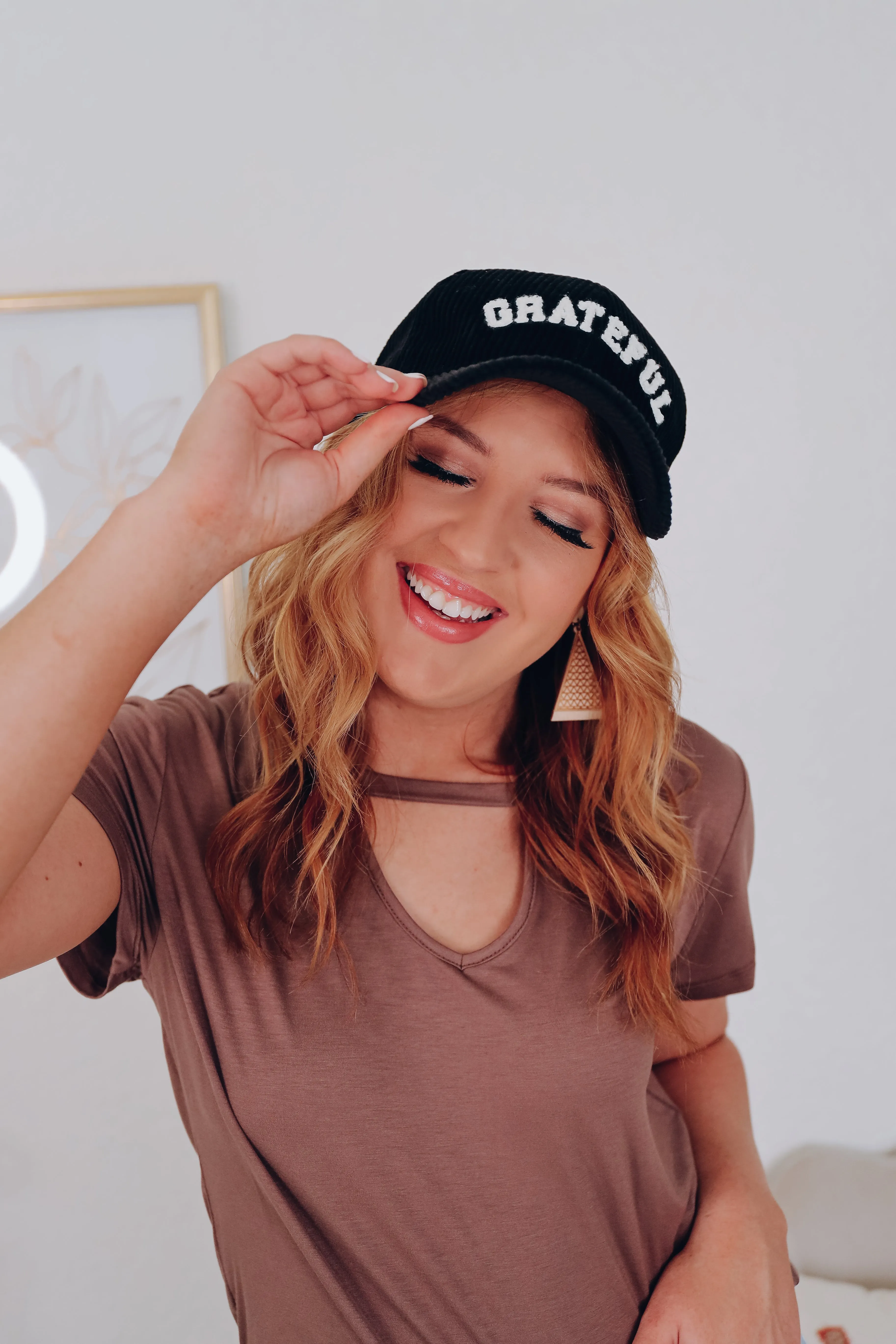 Grateful Patch Corduroy Baseball Cap - Black