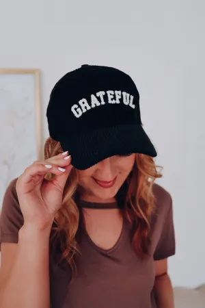 Grateful Patch Corduroy Baseball Cap - Black