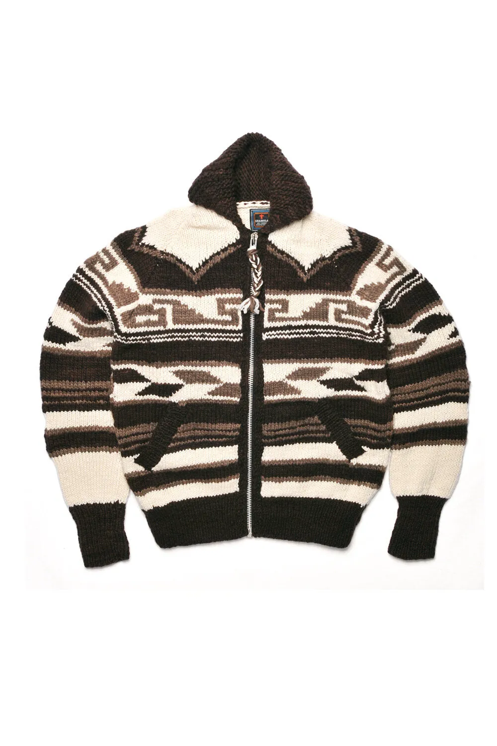 Greca L Zipper Cardigan - Chocolate
