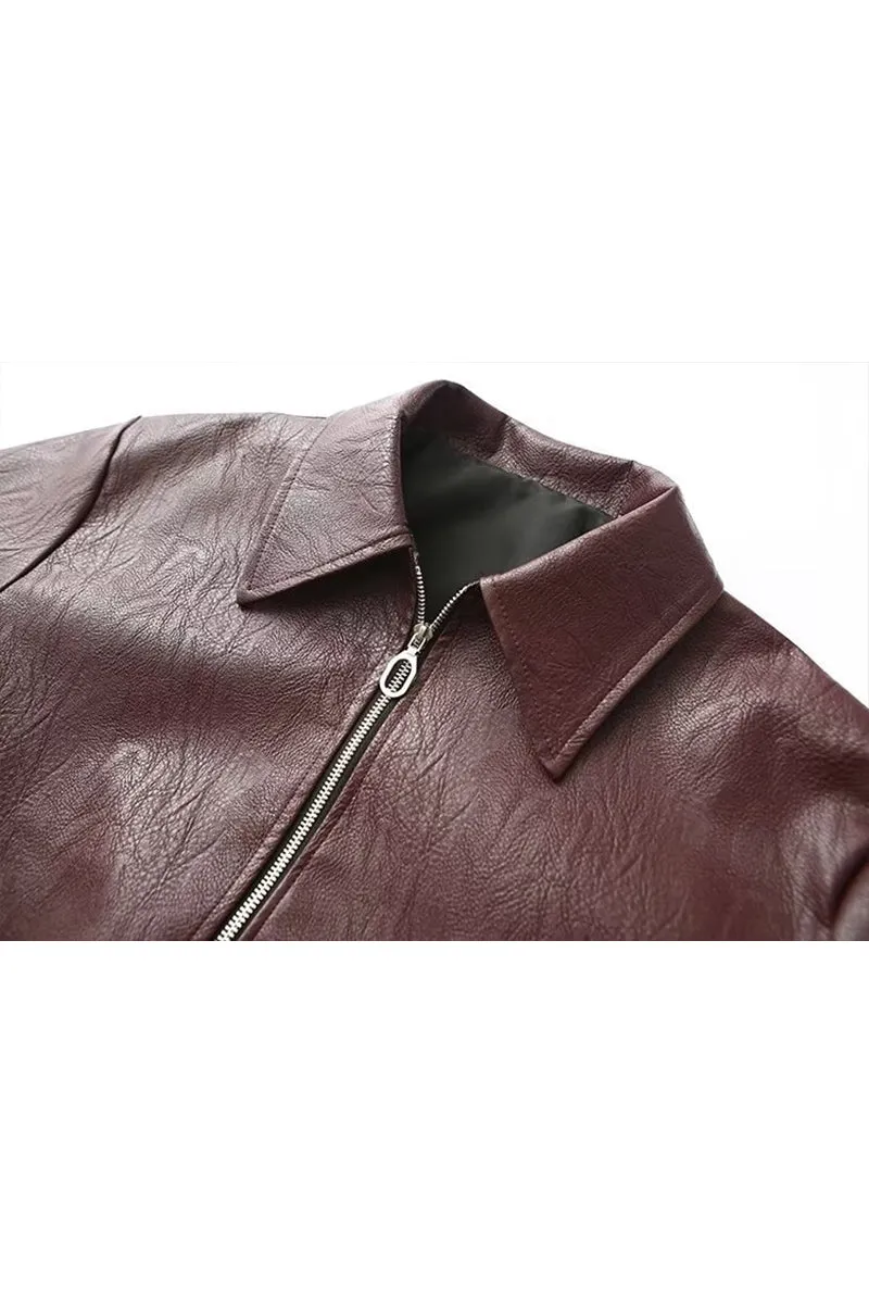 HCR1174 Cropped Faux Leather Jacket Outerwear