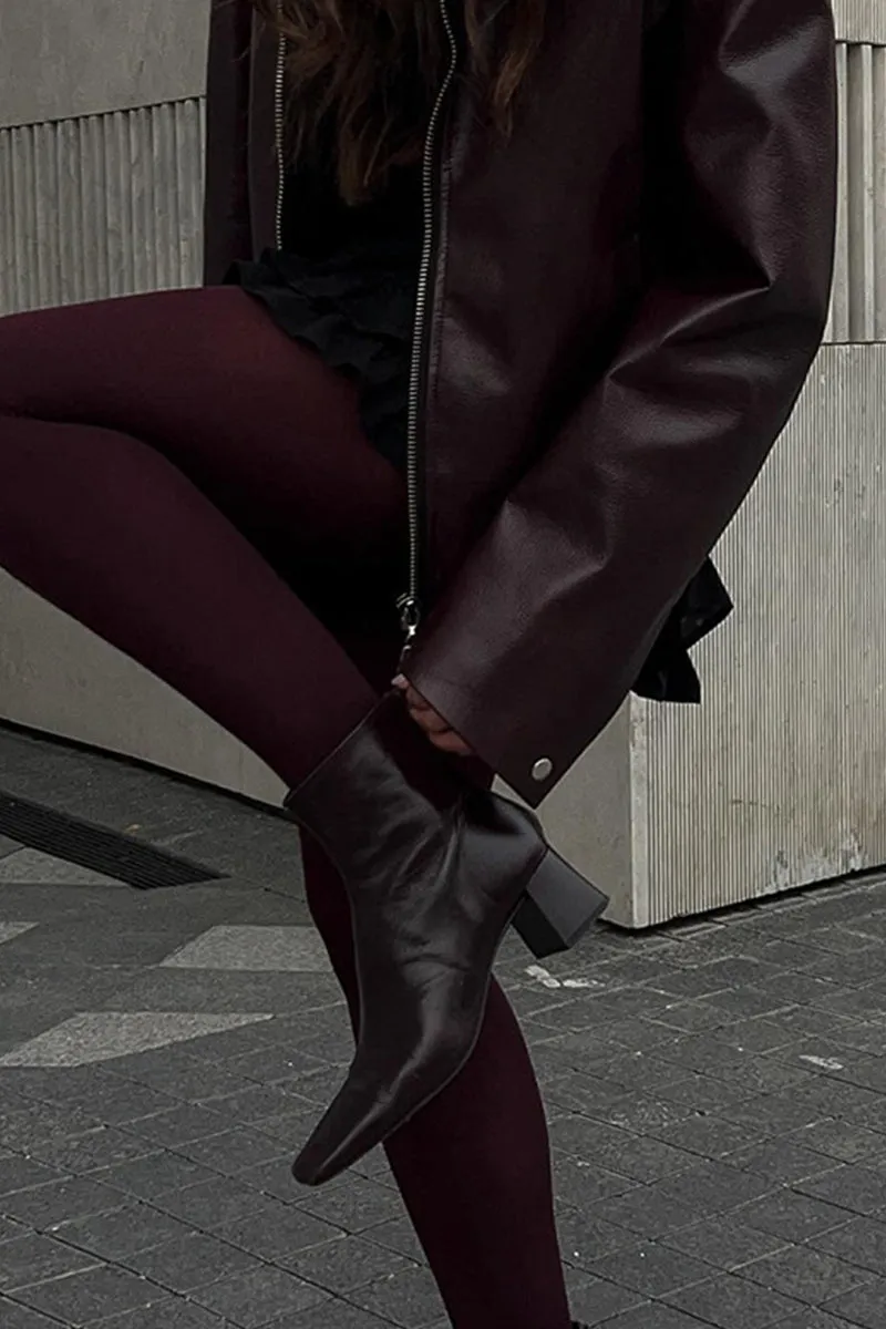 HCR1174 Cropped Faux Leather Jacket Outerwear