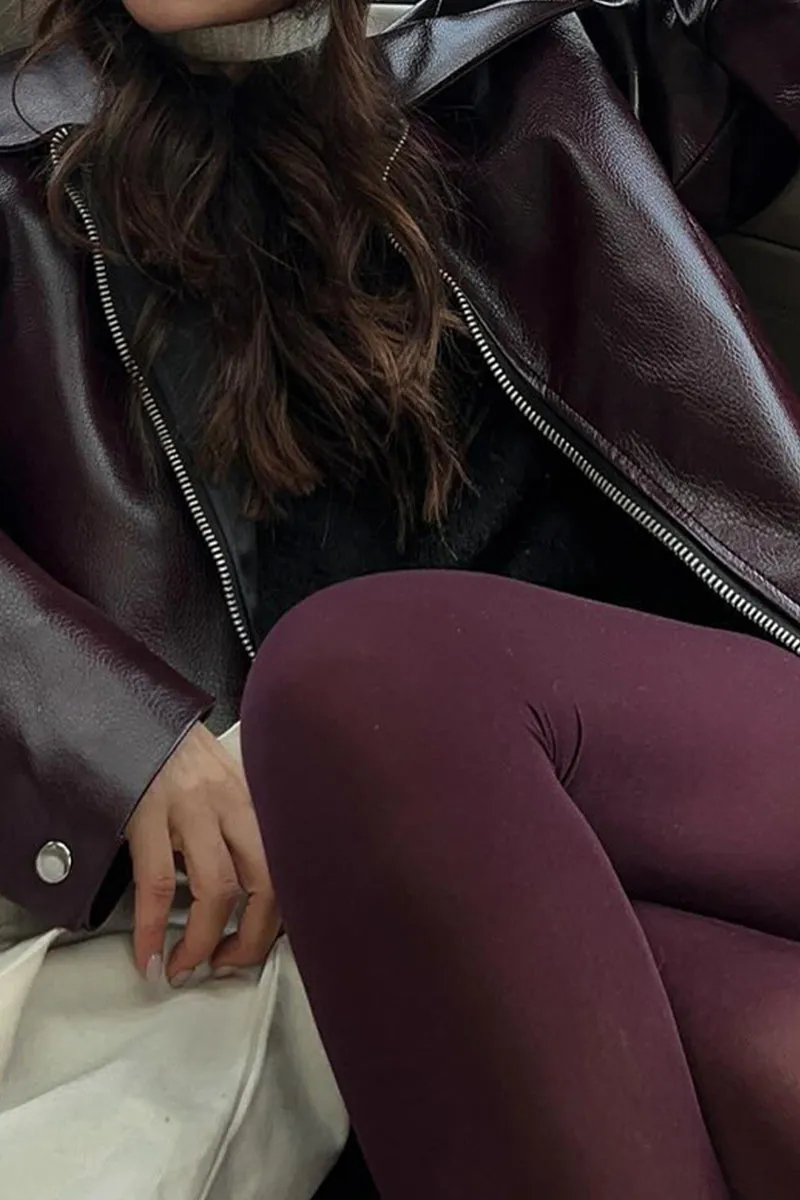 HCR1174 Cropped Faux Leather Jacket Outerwear