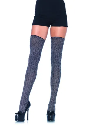 Heather acrylic rib knit thigh highs in GREY