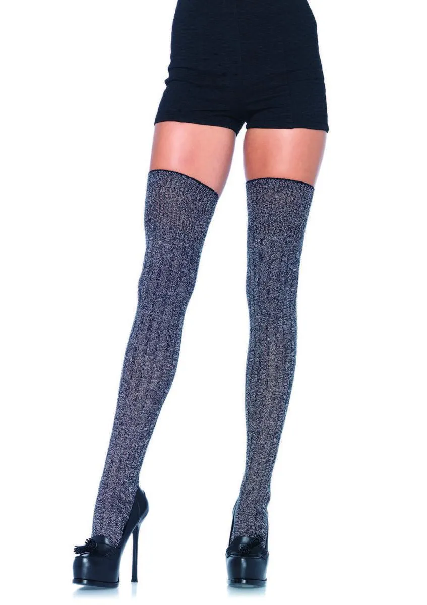 Heather acrylic rib knit thigh highs in GREY
