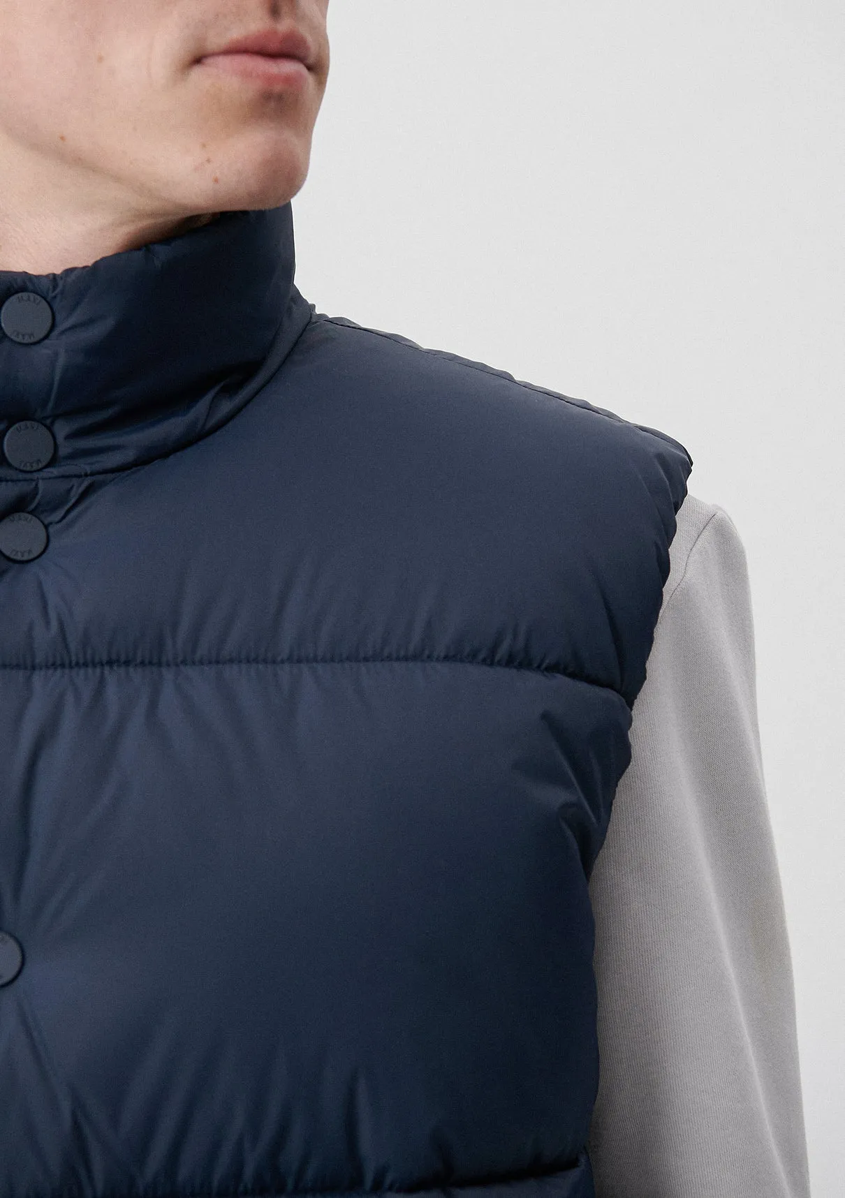 High Collar Navy Puffer Vest