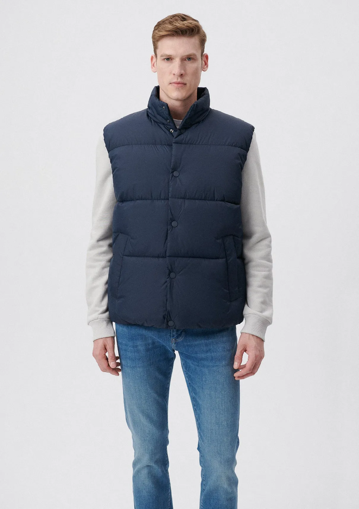 High Collar Navy Puffer Vest