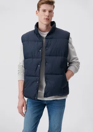 High Collar Navy Puffer Vest