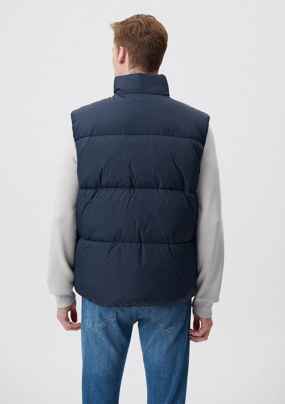 High Collar Navy Puffer Vest