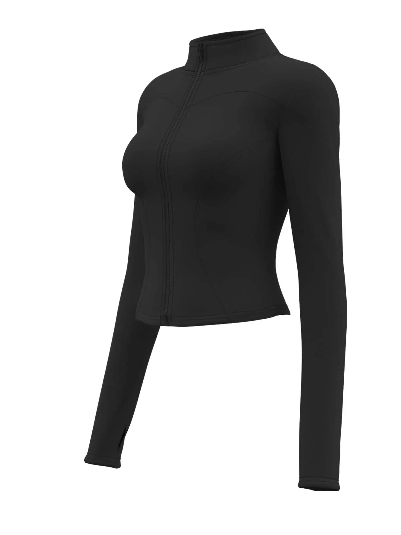 High Quality Women’s Waist Slimming Training Top – Stand Collar, Full Zipper, Long Sleeve Yoga & Fitness Shirt