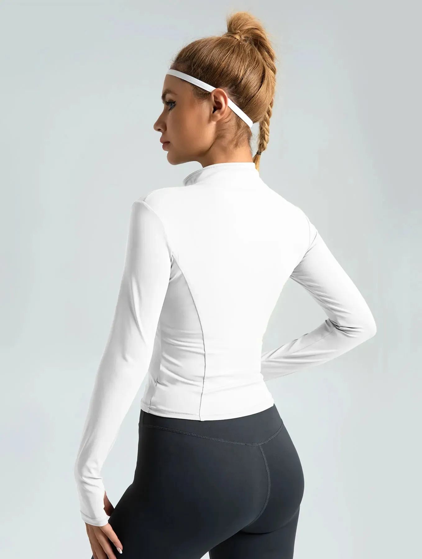 High Quality Women’s Waist Slimming Training Top – Stand Collar, Full Zipper, Long Sleeve Yoga & Fitness Shirt