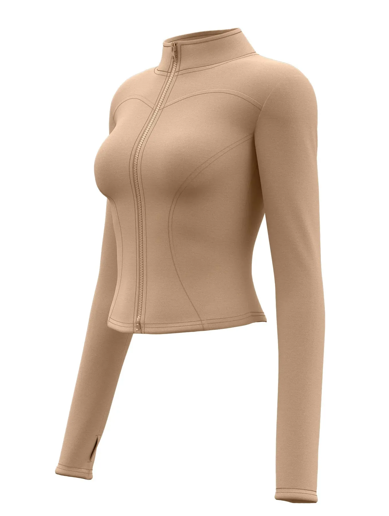 High Quality Women’s Waist Slimming Training Top – Stand Collar, Full Zipper, Long Sleeve Yoga & Fitness Shirt