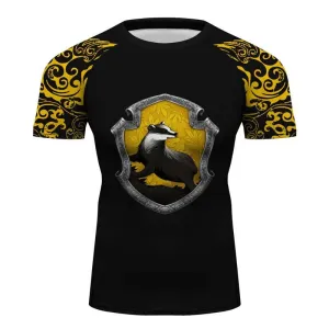 Hufflepuff Harry Potter Short Sleeve MMA BJJ Fitness Yoga Running Cycling Use Tee