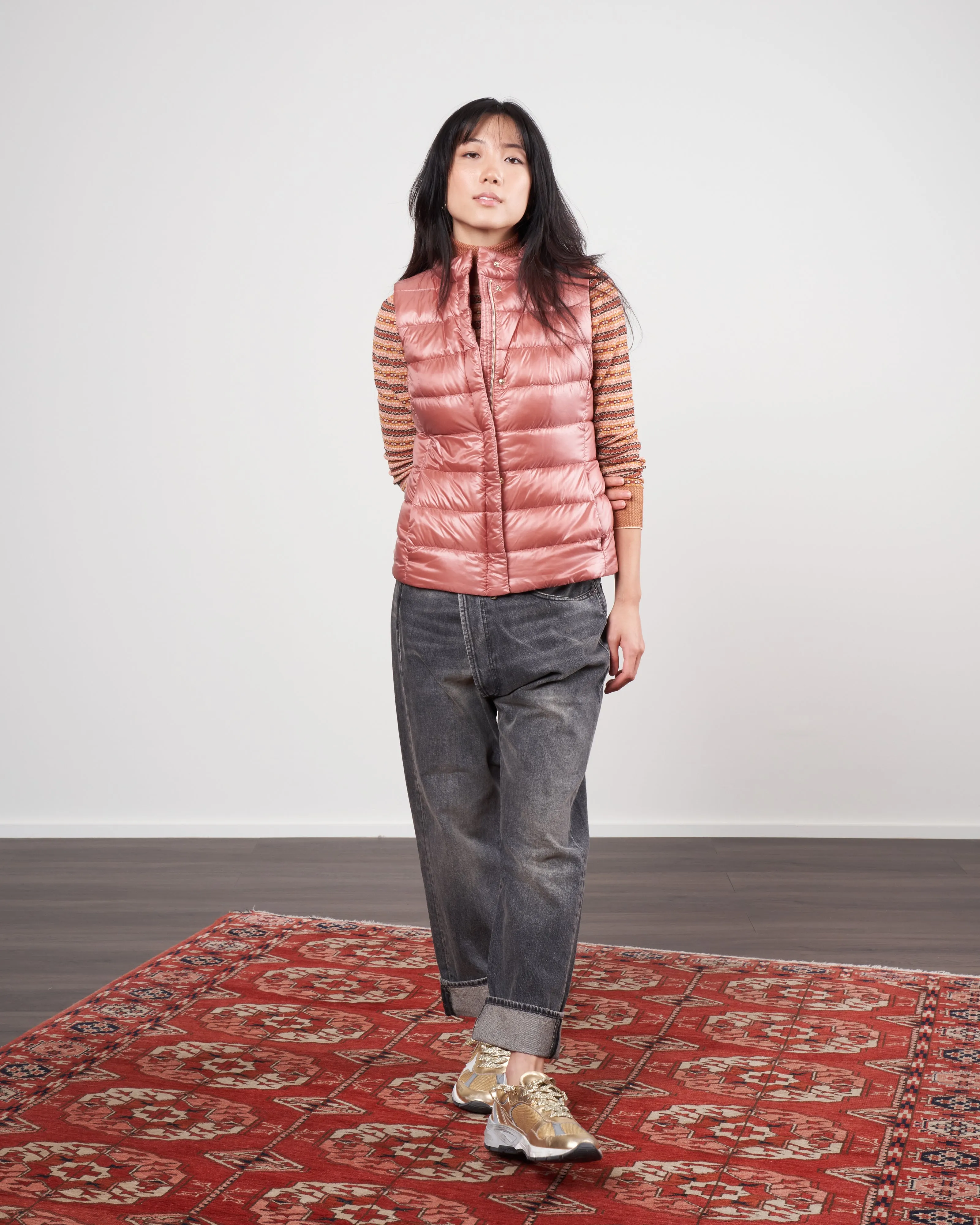 iconico nylon ultralight short vest - rosa