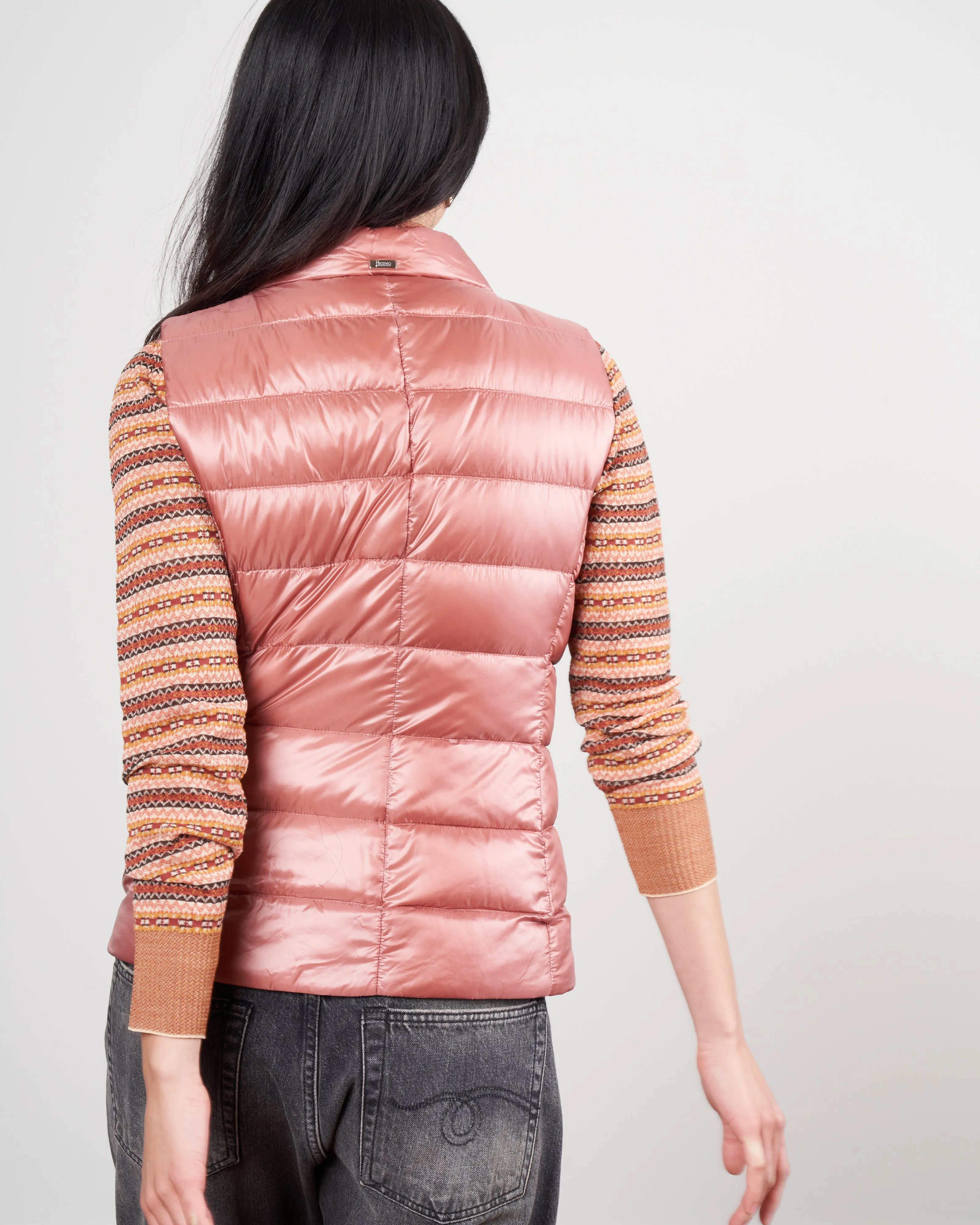 iconico nylon ultralight short vest - rosa