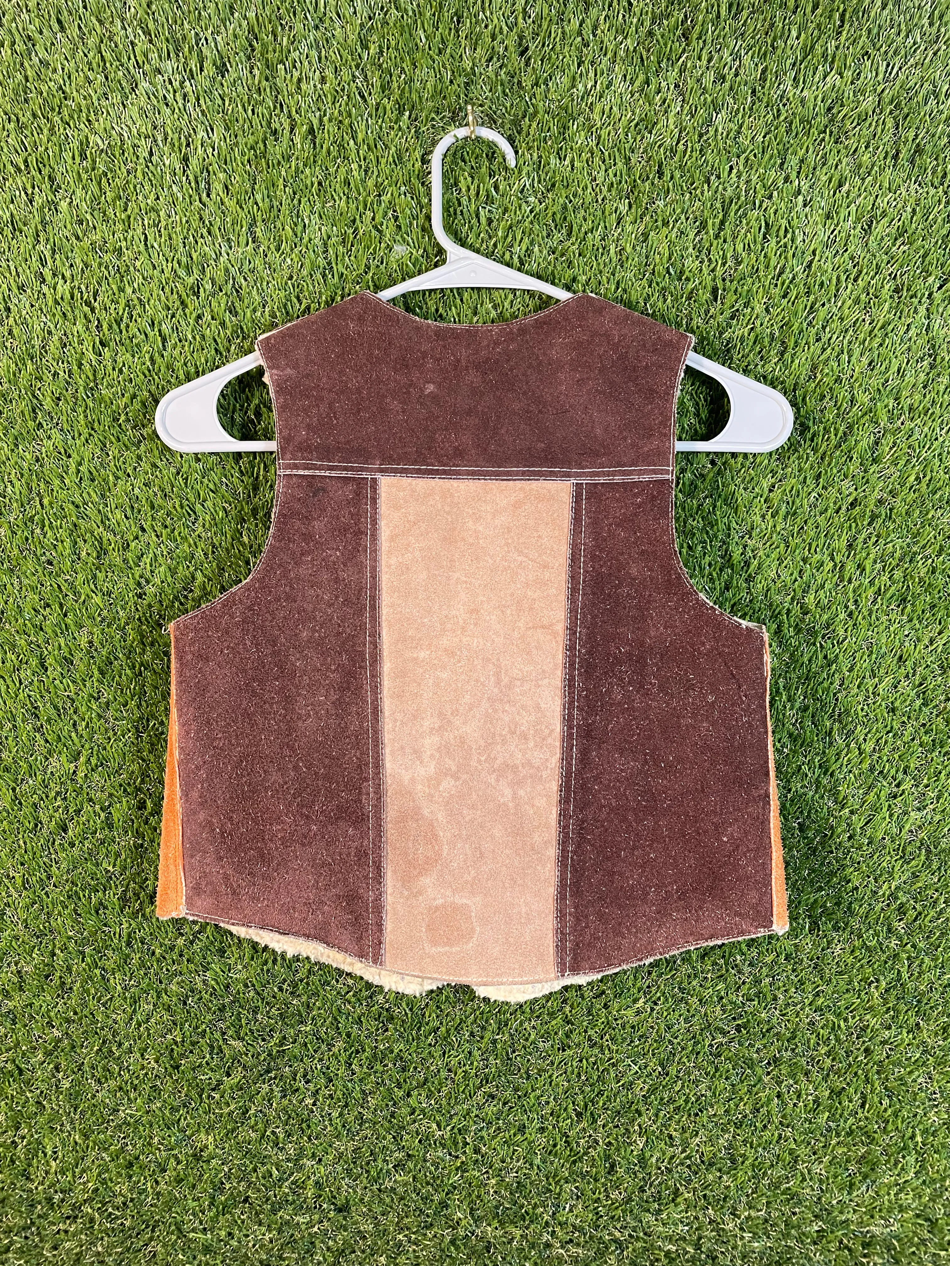 I.D.M Leather Brown and Orange Kid's Vest