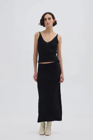 IRIS & WOOL - Heart Cable Maxi Skirt BLACK