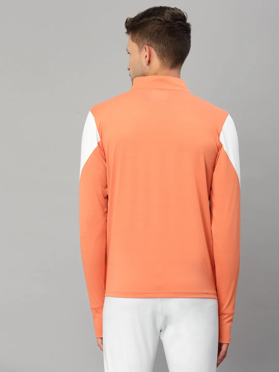 JUMP USA Outdoor Men Coral & White Rapid-Dry Solid T-Shirts