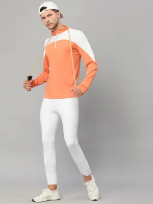 JUMP USA Outdoor Men Coral & White Rapid-Dry Solid T-Shirts