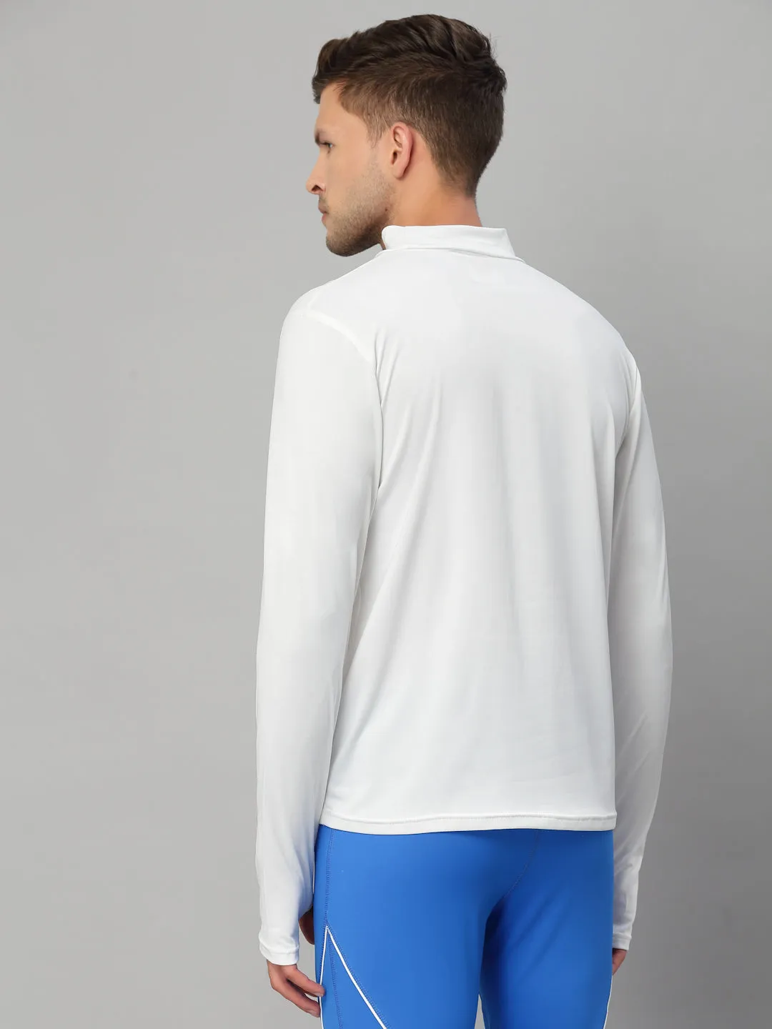 JUMP USA Outdoor Men White Rapid-Dry Solid T-Shirts
