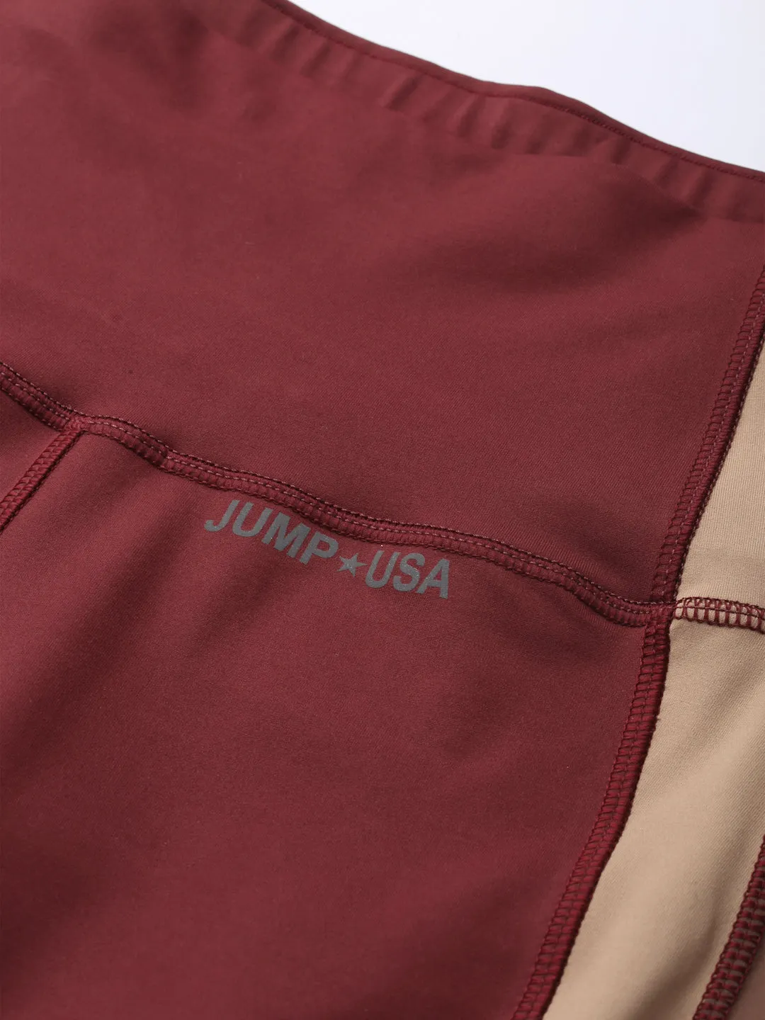 JUMP USA Women Maroon Solid Rapid-Dry Seamless Tights