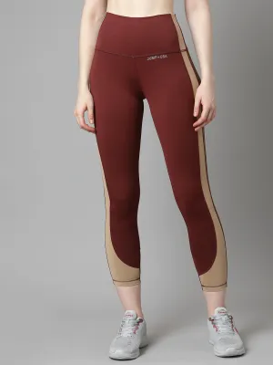 JUMP USA Women Maroon Solid Rapid-Dry Seamless Tights