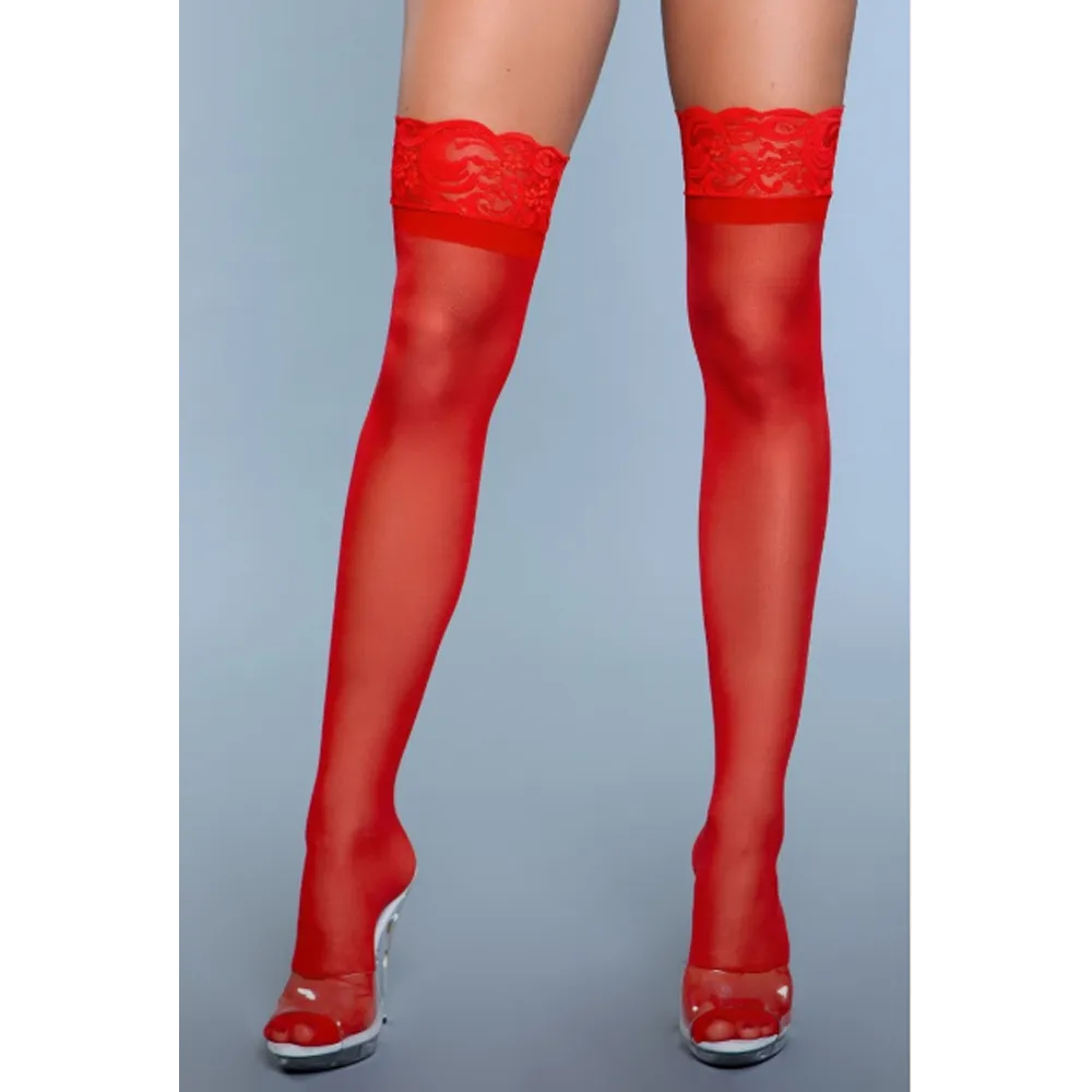 Keep A Secret Thigh Highs - Red