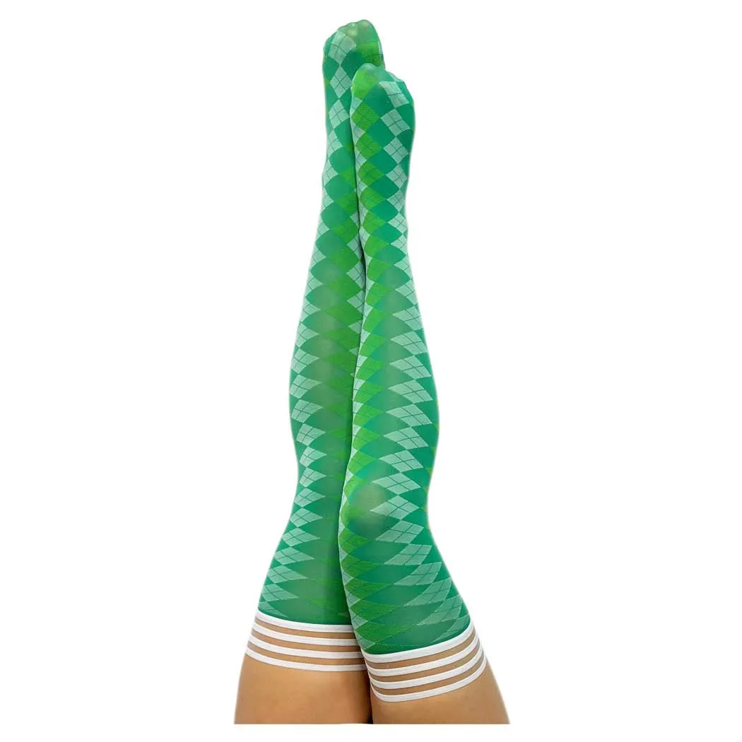 Kix'ies Par 4 Argyle Thigh Highs