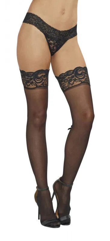 Lace Top Thigh High - One Size - Black