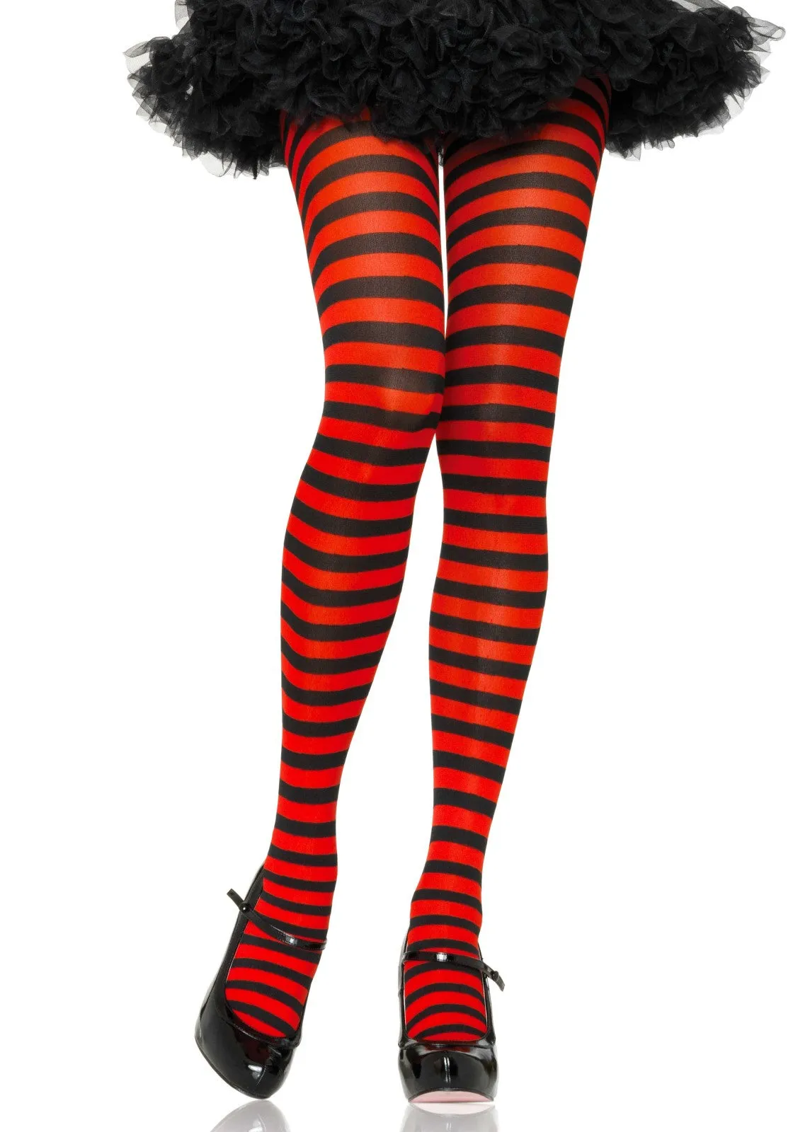 LacyNighty™ Nylon Striped Pantyhose