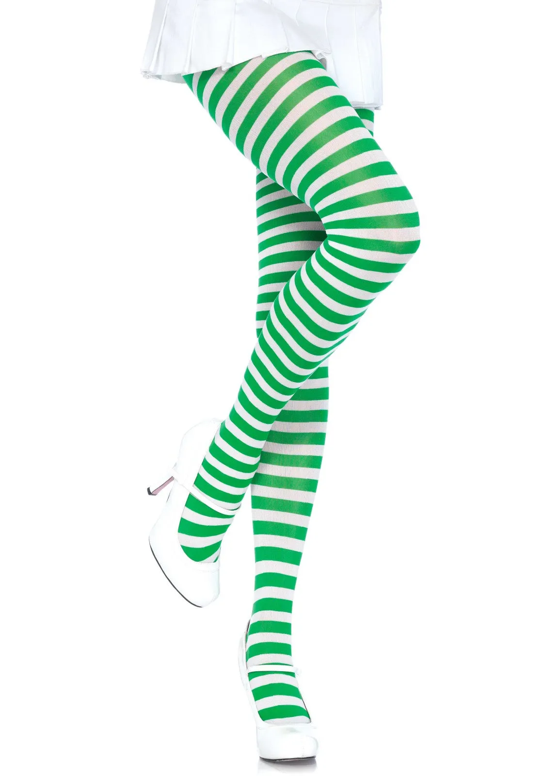 LacyNighty™ Nylon Striped Pantyhose