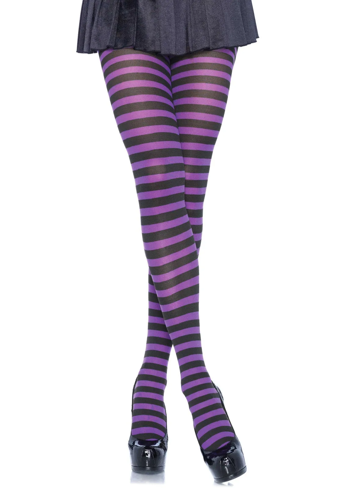 LacyNighty™ Nylon Striped Pantyhose