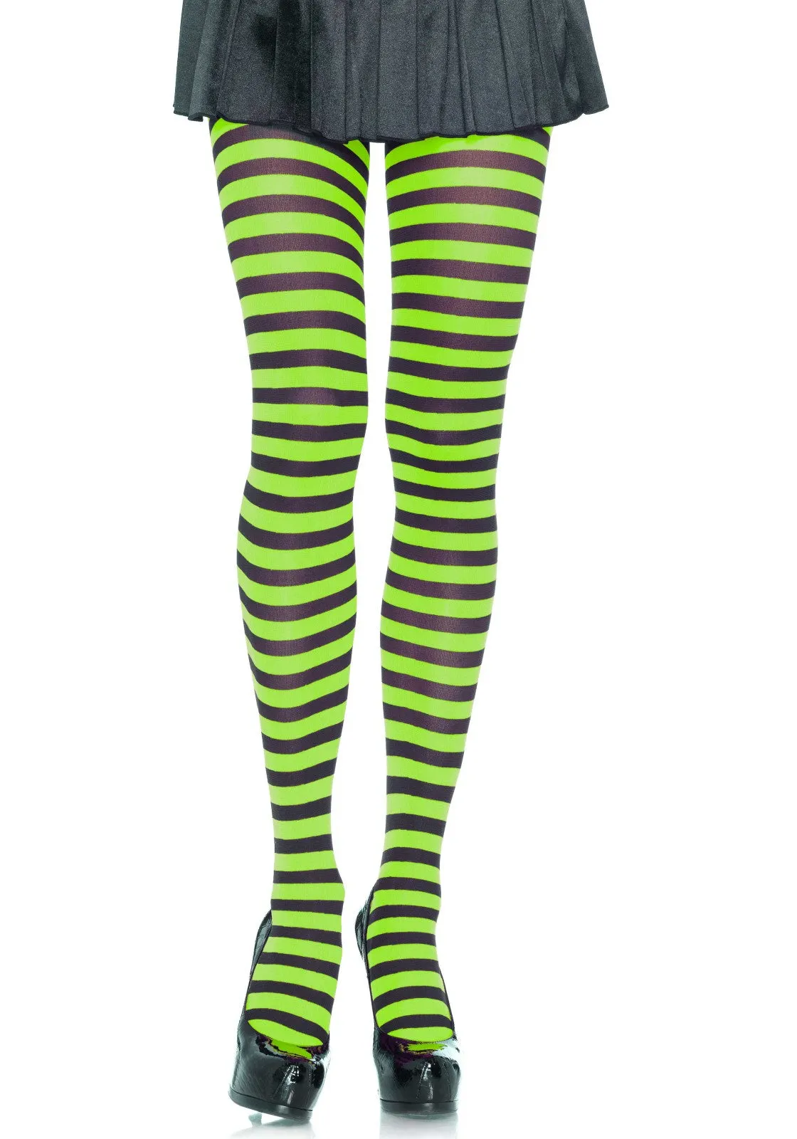 LacyNighty™ Nylon Striped Pantyhose