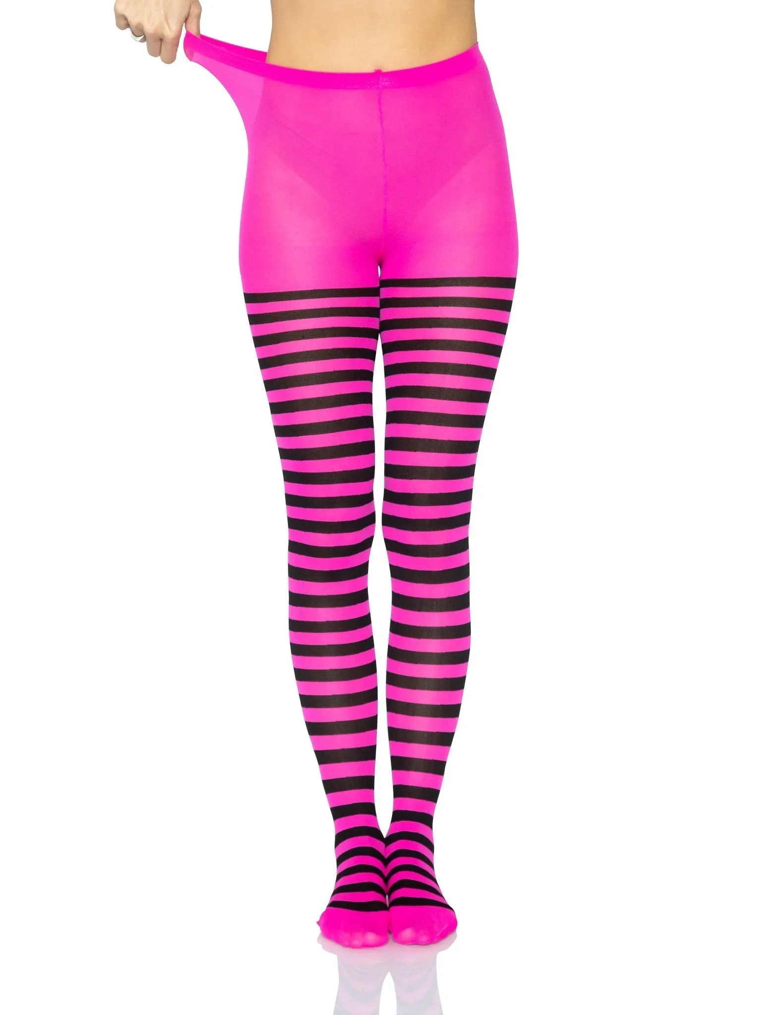 LacyNighty™ Nylon Striped Pantyhose