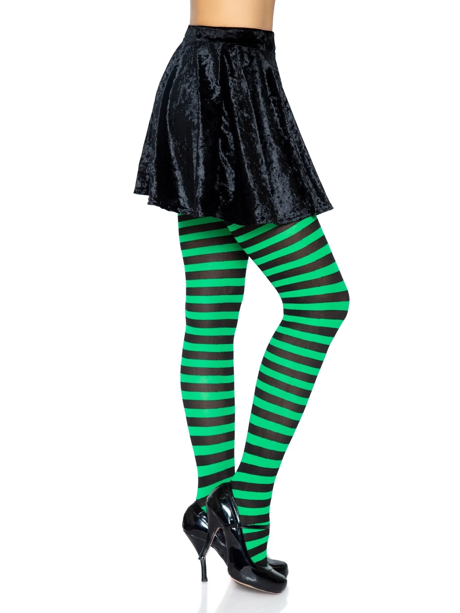 LacyNighty™ Nylon Striped Pantyhose