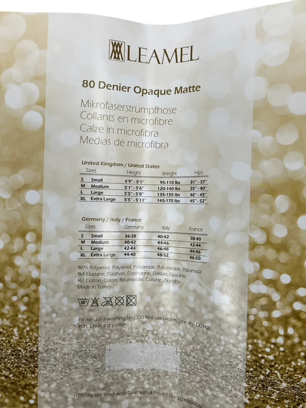 Leamel Black 80 Denier Opaque Matte Tighrs One Size